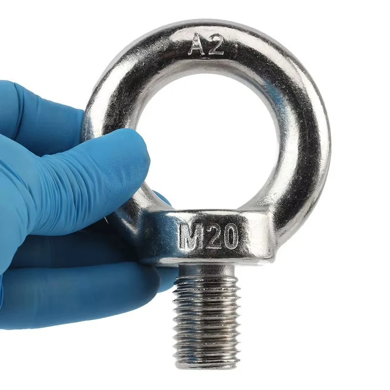 DIN 580 eye bolt with visible A2 and M20 markings