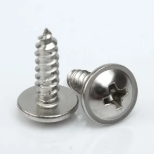 Cross-recessed collar tapping screws shown from front and underside