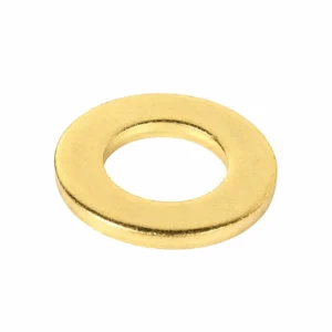 DIN 125 A brass flat washer showing its circular form and thickness