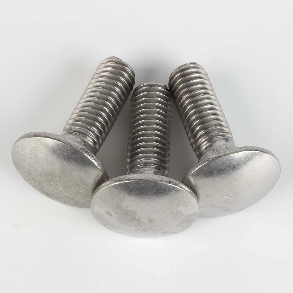 DIN 603 carriage bolts showing smooth round heads and threaded shafts