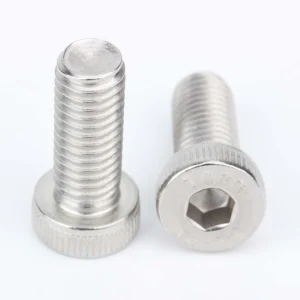 DIN 7984 low head socket screws showing the knurled-head version from two angles
