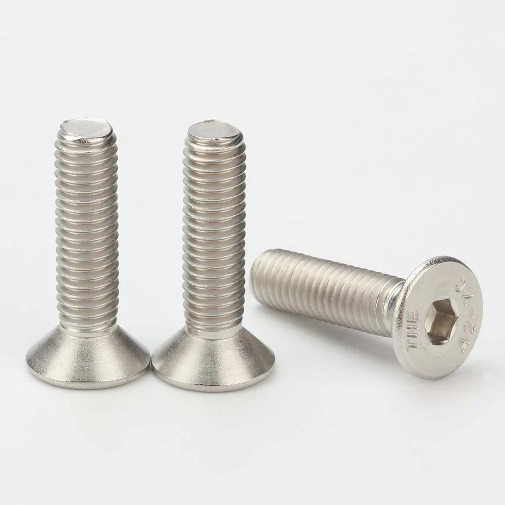 DIN 7991 countersunk socket screws showing conical heads and threaded shafts