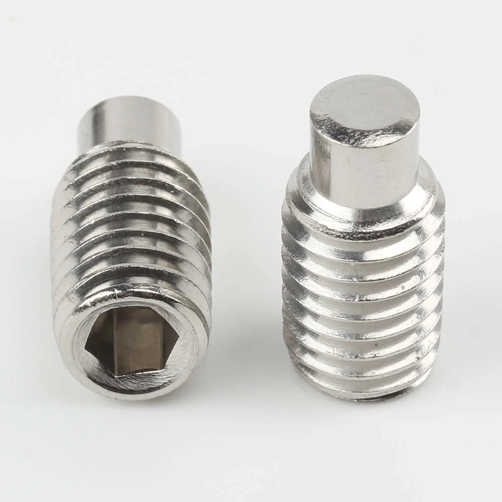 DIN 915 dog point set screws showing the hex socket and cylindrical point