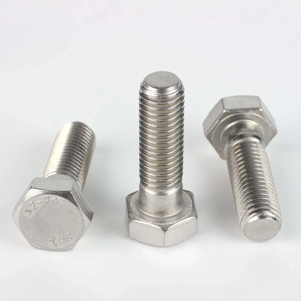 DIN 931 stainless steel partial-thread hex bolts from different angles