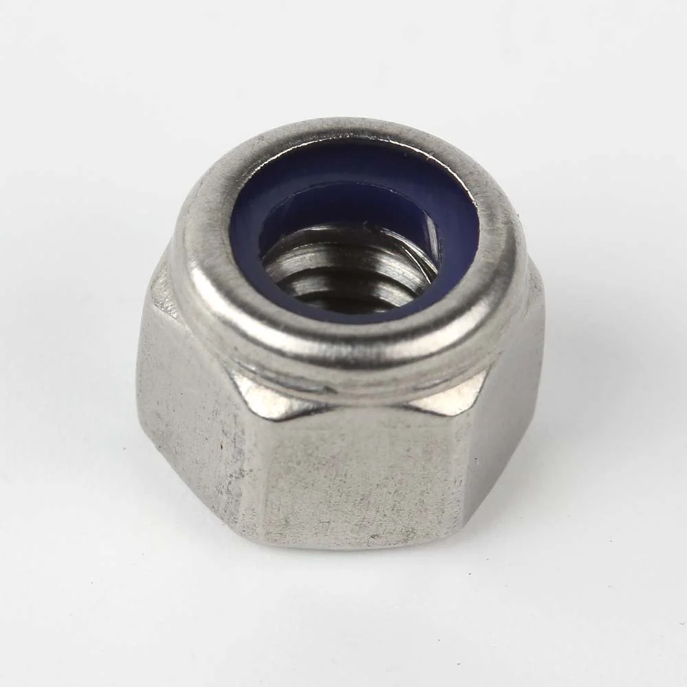 DIN 982 high-pattern lock nut with blue nylon insert