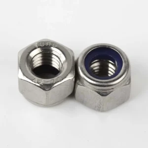 DIN 982 nylon insert lock nuts shown from both sides