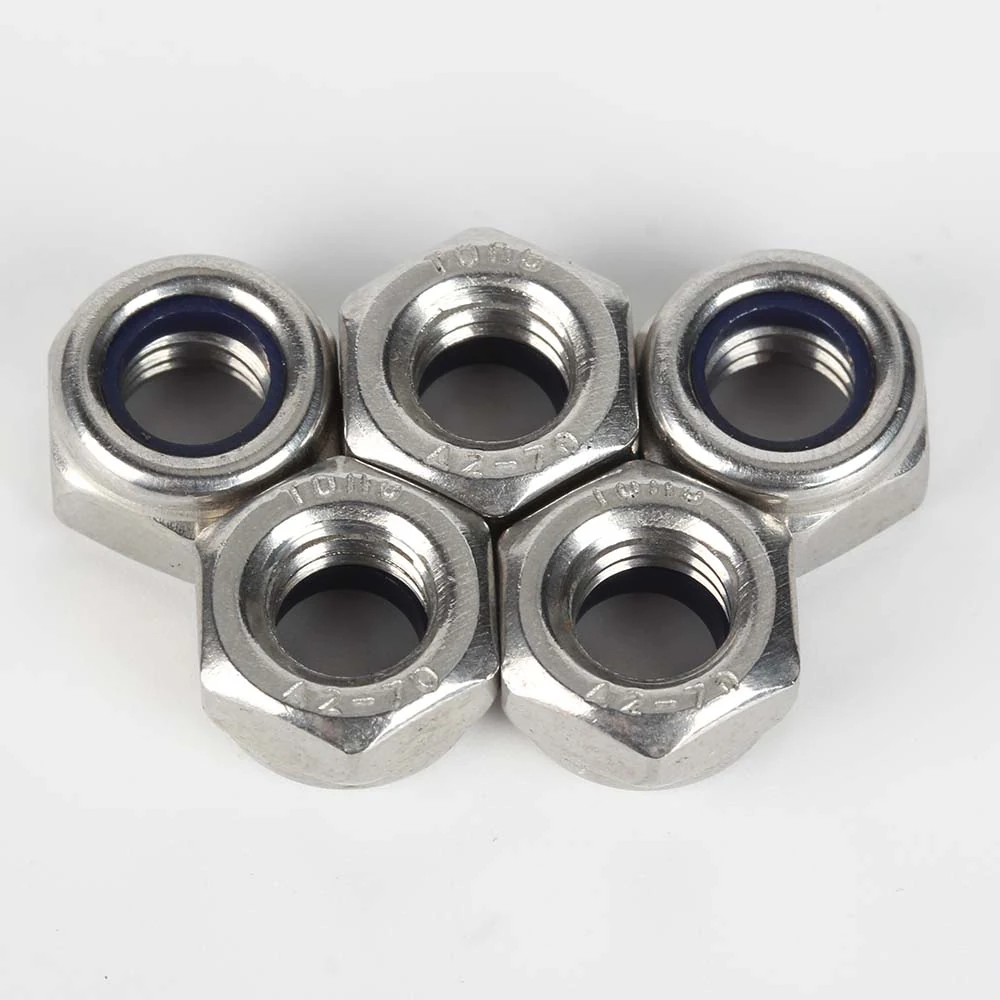 TONG DIN 985 stainless steel nylon insert lock nuts with blue nylon rings