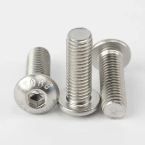 TONG ISO 7380 stainless steel hex socket button head screws showing rounded heads and threads